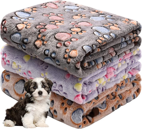 Dog Blankets for Large Dogs, Pet Blankets for Dog Bed Cover, Puppy Blankets for Couch, Kitten Blanket, Soft Fleece Blankets for Dogs, Cats, 41"x31", 3 Pack(2 Tan+1 Brown)