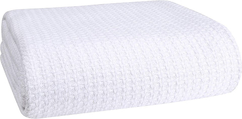100% Cotton Breathable Blanket Full - Queen Size, Thermal , Perfect for Layering Any Bed for All Season, Teal Green