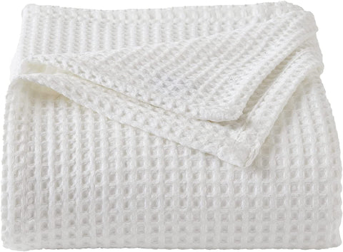 100% Cotton Waffle Weave Bed Blanket Soft, Breathable, and Lightweight Blanket for All-Season | Perfect for Layering | Brielle Collection (King, ICY Blue)