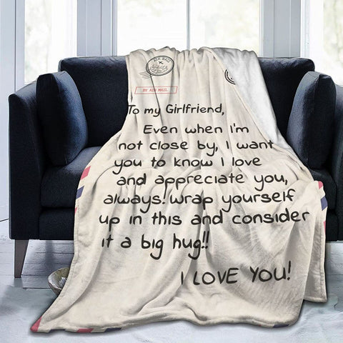 Fleece Blanket to My Daughter Letter Printed Quilts Mom for Daughter's Air Mail Blanket Positive Encourage and Love Daughter's Flannel Blanket Gifts (40 * 50 inch,22)