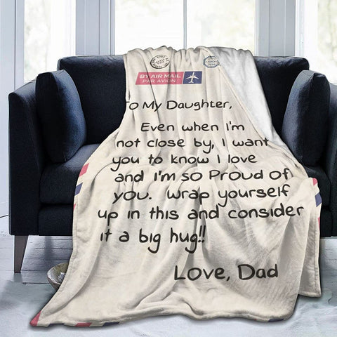 Fleece Blanket to My Daughter Letter Printed Quilts Mom for Daughter's Air Mail Blanket Positive Encourage and Love Daughter's Flannel Blanket Gifts (40 * 50 inch,22)