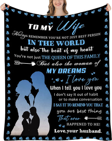 Fathers Day Birthday Gift for Husband, Gifts for Husband from Wife Blanket, Anniversary Birthday Gifts for Him Husband, Husband Gifts from Wife, to My Husband Blanket from Wife, 60"x50"