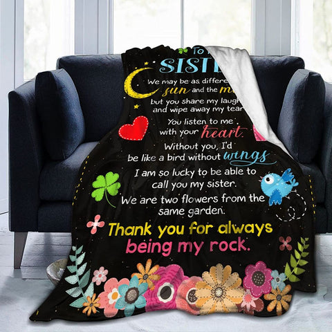 Fleece Blanket to My Sister Best Friend Bestie Printed Quilts Blanket Positive Encourage Flannel Blanket Gifts (40 * 50 inch,2)