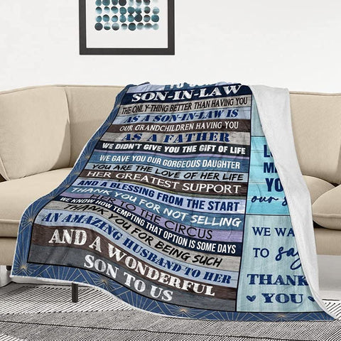 To Son in Law Gift Blanket Birthday Gift Ideal for Son-in-Law Throw from Mother in Law Blankets Soft Warm 50" X 60"