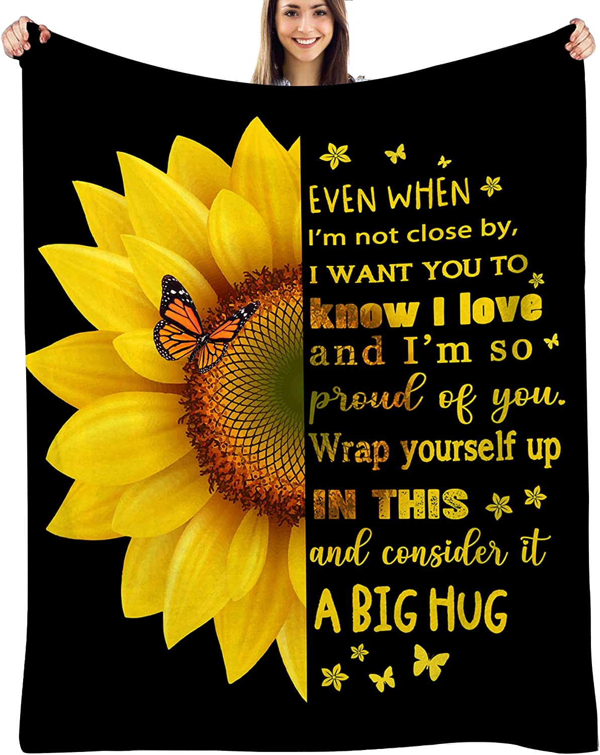 Sunflower Gifts for Women Sunflower Blanket for Women Friend Butterfly Blanket Inspirational Friendship Gift for Women 50*60in…