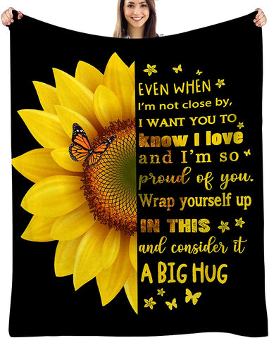 Sunflower Gifts for Women Sunflower Blanket for Women Friend Butterfly Blanket Inspirational Friendship Gift for Women 50*60in…