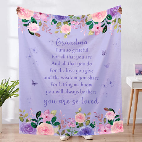Gifts for Grandma Blanket, Best Grandma Gifts, Gifts for Grandma from Granddaughter, Grandma Gifts for Mothers Day Christmas Birthday, Throw Blanket 40 × 50 Inches