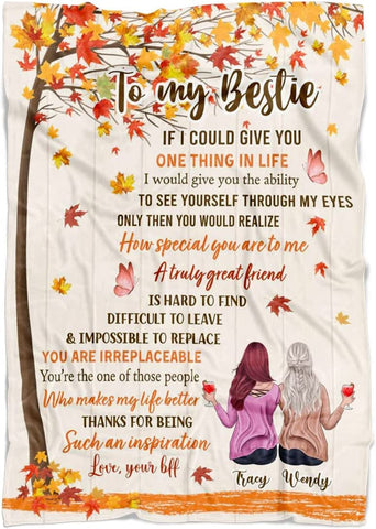 Best Friend Blanket Custom Name - Customized to My Bestie I Love You Throw. Personalized Birthday Friendship Gift for Women, Teen Girls, Besties, Sister - Long Distance BFF Gift (Pink, Fleece)