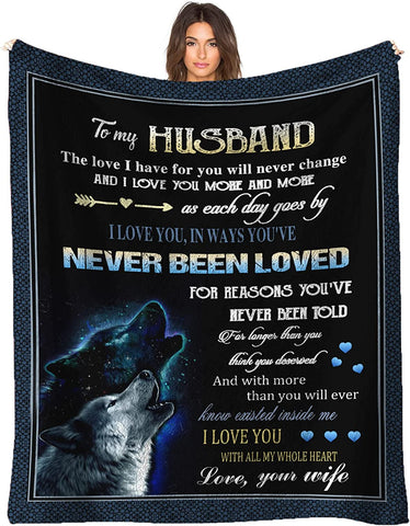 to My Husband Blanket from Wife, Birthday Gifts for Men, Throw Blanket Gifts for Husband Birthday Gift Ideas,Best Christmas Valentines Wedding for Him 60''x50''