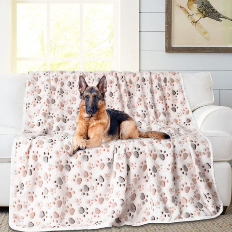 Upgraded Dog Blankets for Large Dogs, 3 Pack Dog Cat Flannel Blankets Washable, Soft Pet Mat Throw Cover for Kennel Crate Bed, Cute Paw Pattern, Dog Blanket, Pet Blanket 41" x 31"