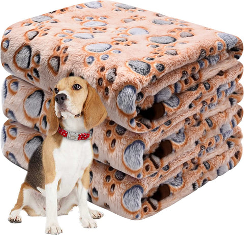 Dog Blankets for Large Dogs, Pet Blankets for Dog Bed Cover, Puppy Blankets for Couch, Kitten Blanket, Soft Fleece Blankets for Dogs, Cats, 41"x31", 3 Pack(2 Tan+1 Brown)