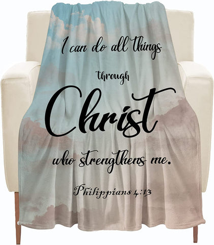 Christian Gifts for Women, Inspirational Bible Verse Blanket Soft Lightweight Religious Healing Warm Blanket for Women 40x50in