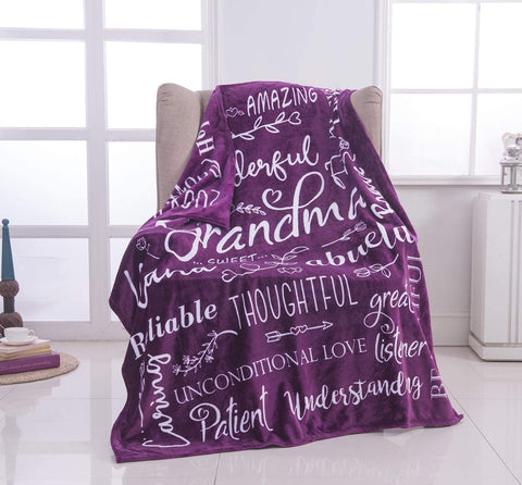 Wonderful Grandma Throw Blanket | Best Grandma Gifts | Wrap Your Grandmother with Love and Inspirational Words | Comfort Grandma Blanket Mothers Day Birthday Gifts for Grandma