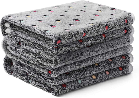 1 Pack 3 Blankets Super Soft Cute Dot Pattern Pet Blanket Flannel Throw for Dog Puppy Cat Beige/Brown/Pink Small