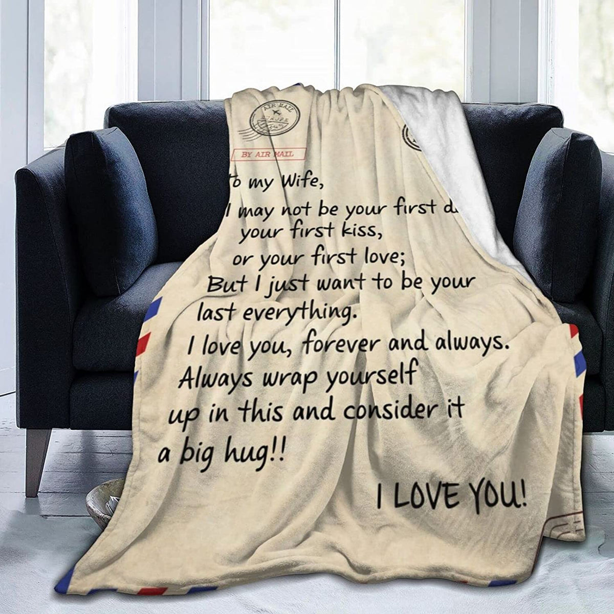 Fleece Blanket to My Daughter Letter Printed Quilts Mom for Daughter's Air Mail Blanket Positive Encourage and Love Daughter's Flannel Blanket Gifts (40 * 50 inch,22)
