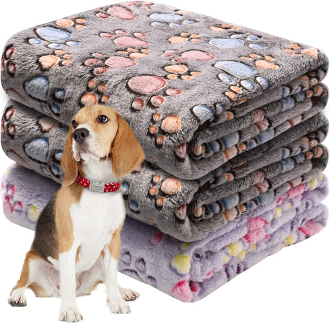 Dog Blankets for Large Dogs, Pet Blankets for Dog Bed Cover, Puppy Blankets for Couch, Kitten Blanket, Soft Fleece Blankets for Dogs, Cats, 41"x31", 3 Pack(2 Tan+1 Brown)