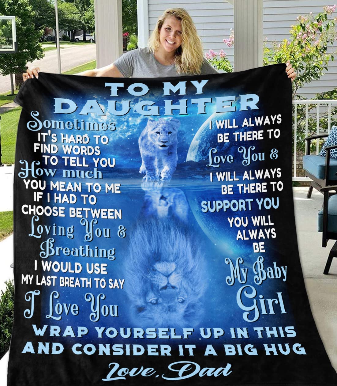 Daughter Gift from Dad Birthday Gifts from Lion Father Blanket to My Daughter Romantic Christmas Birthday Gifts for Her Lightweight Flannel Blanket for Bed Sofa