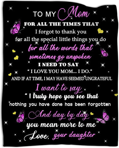 Gifts for Mom- to My Mom Blanket -Mom Blankets from Daughter for Birthday Mother‘s Day 50 "X60“…