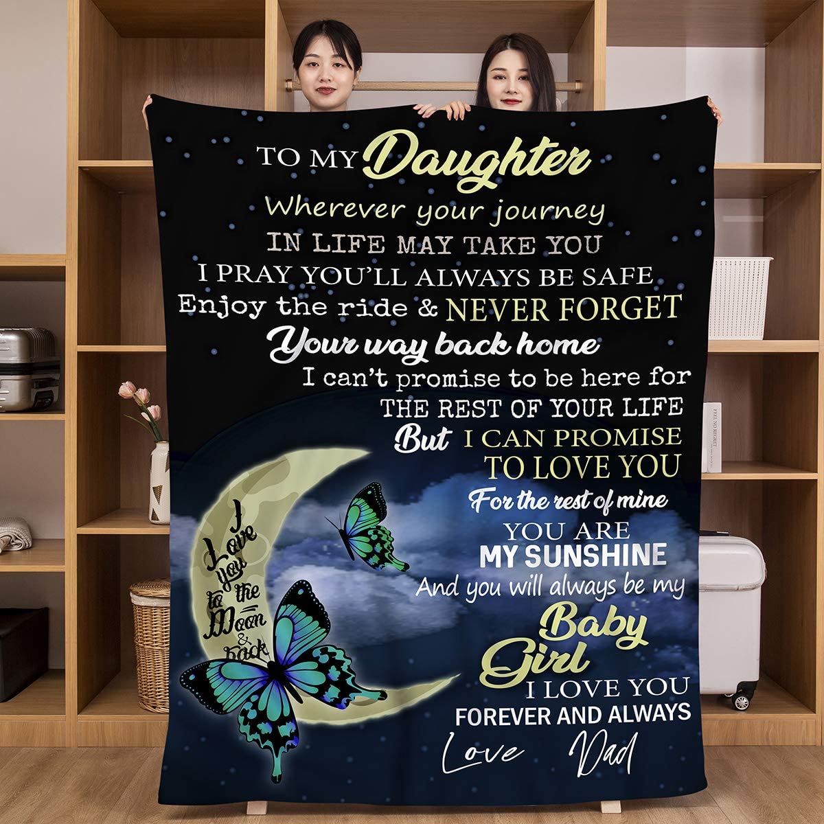 Daughter Gifts -55*70inches Butterfly Throw Blanket for Daughter Birthday/Christmas/Winter Gifts for Daughter from Mom and Dad