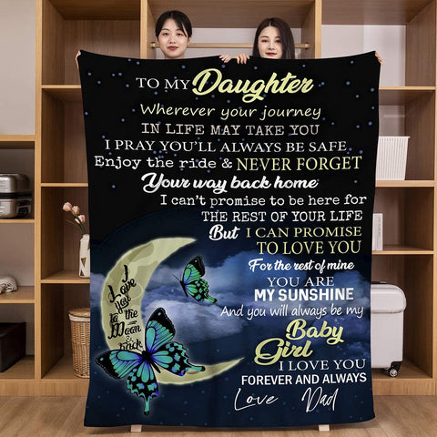 Daughter Gifts -55*70inches Butterfly Throw Blanket for Daughter Birthday/Christmas/Winter Gifts for Daughter from Mom and Dad