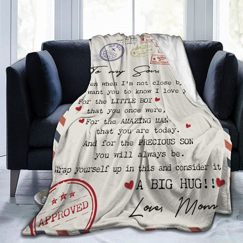 Fleece Blanket to My Daughter Letter Printed Quilts Mom for Daughter's Air Mail Blanket Positive Encourage and Love Daughter's Flannel Blanket Gifts (40 * 50 inch,22)