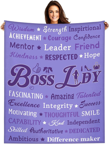 Boss Gifts for Men Blanket Boss Day Gift Birthday Christmas Retirement 50X60in Flannel Throw Blanket, Blue