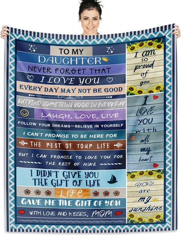 Daughter Gift from Dad Birthday Gifts from Lion Father Blanket to My Daughter Romantic Christmas Birthday Gifts Love Letter for Her Lightweight Flannel Blanket for Bed Sofa