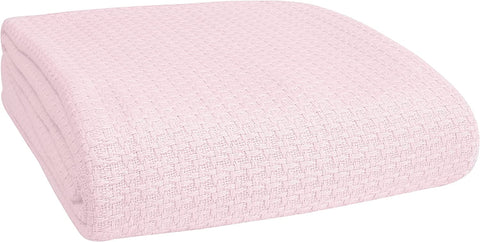 100% Cotton Breathable Blanket Full - Queen Size, Thermal , Perfect for Layering Any Bed for All Season, Teal Green