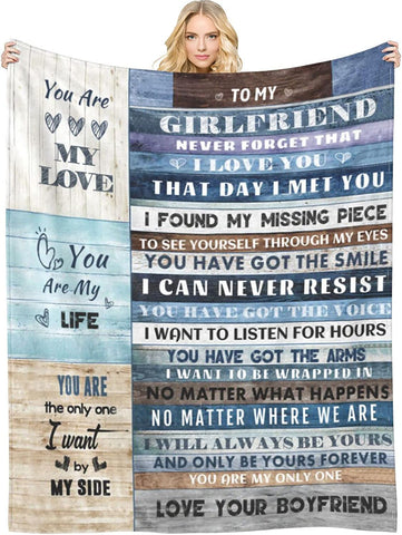 Boyfriend Birthday Gift Throw Blankets I Love You Gifts for Him, to My Boyfriend Blanket Anniversary Romantic Gifts Blanket for Bed Couch, Soft Throw Blankets for Christmas Valentines 40x50inch