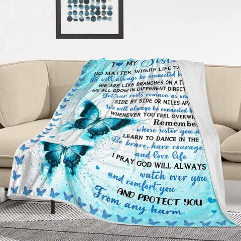 Blanket to Sister Birthday Gifts from Sister Ultra-Soft Flannel Throws Blankets Sister in Law Sisters Warm Quilts for Bed Couch Travel Beach 50 * 60in