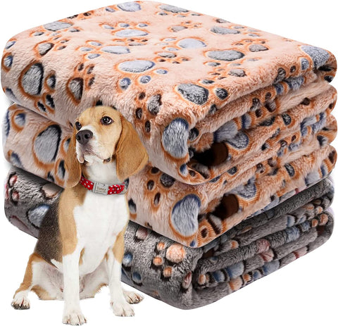 Dog Blankets for Large Dogs, Pet Blankets for Dog Bed Cover, Puppy Blankets for Couch, Kitten Blanket, Soft Fleece Blankets for Dogs, Cats, 41"x31", 3 Pack(2 Tan+1 Brown)