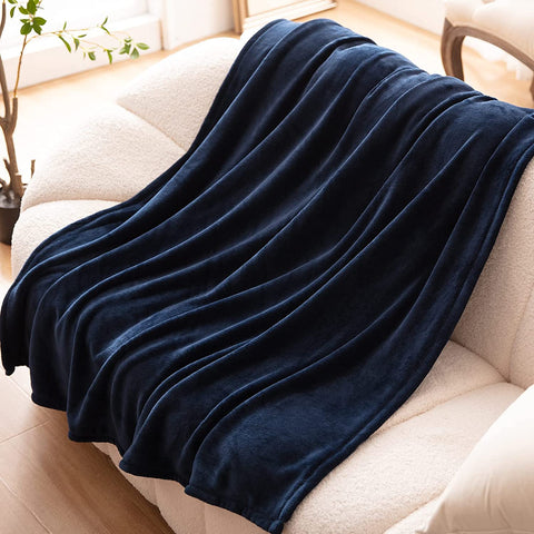 Fleece Throw Blanket Super Soft Cozy Warm Lightweight Throw for Sofa Couch Luxury Decorative Velvet Pattern Bed Blanket, 50"x60", Black