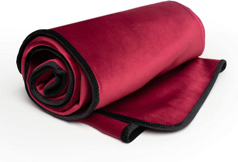Waterproof Throw Blanket | Protector for People and Pets | Leak Proof Moisture Barrier - Regular Size, Micro-Velvet Red
