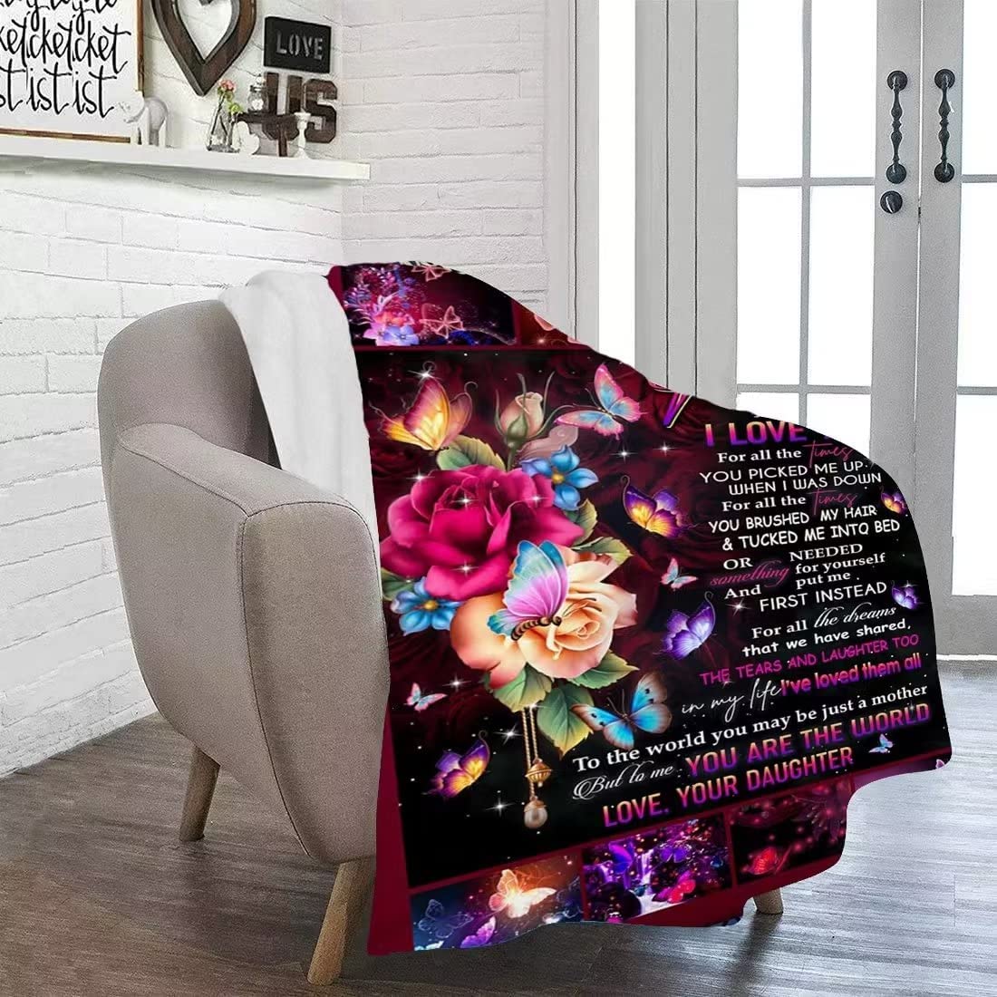 Daughter Blankets from Moms Daughter Birthday Gifts My Daughter Blanket Soft Fuzzy Bed Throws Blankets Presents for Christmas Birthday Thanksgiving Day 60x80 Inch