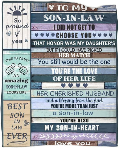 to My Son in Law Blanket from Father Mother in Law Gifts Ideas for Son-in-Law Throws Blankets 50*60 in
