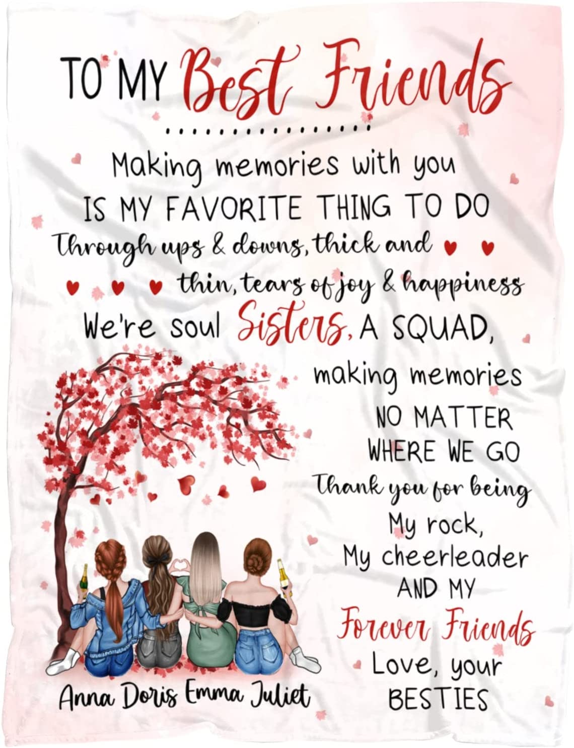 Custom Best Friend Blanket for Friends, to My Best Friends Blanket, Friendship Blanket for Women, Personalized Blanket Gifts for Women, Personalized Blanket to My Bestie Throw Blanket for BFF