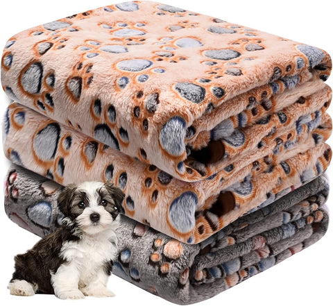 Dog Blankets for Large Dogs, Pet Blankets for Dog Bed Cover, Puppy Blankets for Couch, Kitten Blanket, Soft Fleece Blankets for Dogs, Cats, 41"x31", 3 Pack(2 Tan+1 Brown)