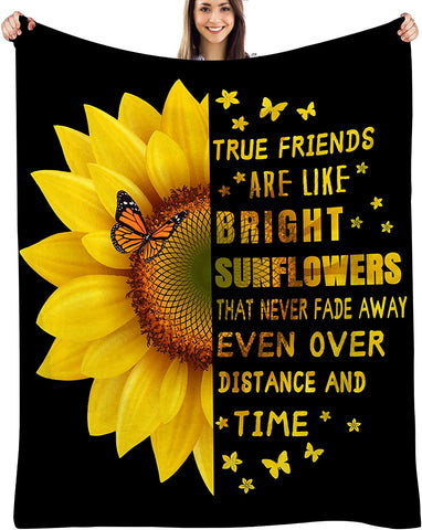 Sunflower Gifts for Women Sunflower Blanket for Women Friend Butterfly Blanket Inspirational Friendship Gift for Women 50*60in…