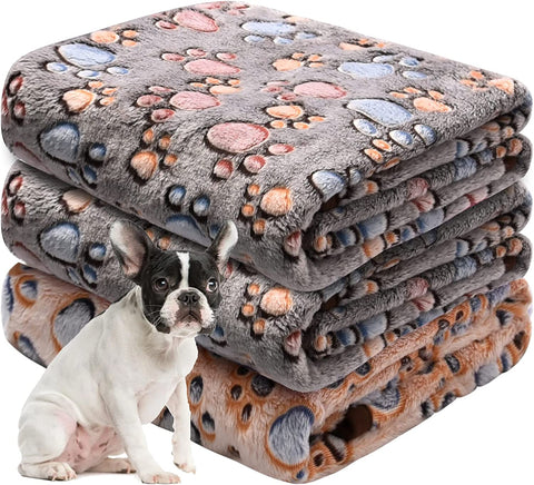 Dog Blankets for Large Dogs, Pet Blankets for Dog Bed Cover, Puppy Blankets for Couch, Kitten Blanket, Soft Fleece Blankets for Dogs, Cats, 41"x31", 3 Pack(2 Tan+1 Brown)