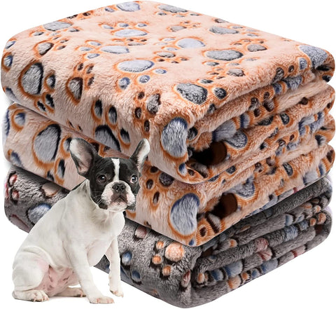 Dog Blankets for Large Dogs, Pet Blankets for Dog Bed Cover, Puppy Blankets for Couch, Kitten Blanket, Soft Fleece Blankets for Dogs, Cats, 41"x31", 3 Pack(2 Tan+1 Brown)