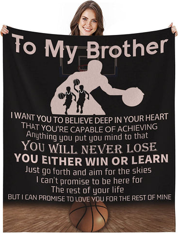 Gifts for Brother Blanket, Brother Gift from Sister - Brother Gifts - Brother Birthday Gift - Birthday Gifts for Men - Soft Flannel Throw Blankets for Bed Sofa Couch Travel Beach (Wolf, 50x60 in)