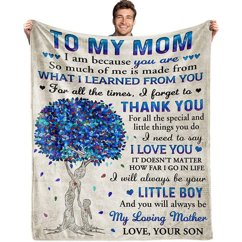 Gifts for Mom from Son, Romantic Mom Birthday Gifts from Son to My Mom Flannel Blanket for Mom from Son Mother Day Birthday Presents for Mom Soft Throw Blanket 60"*50"