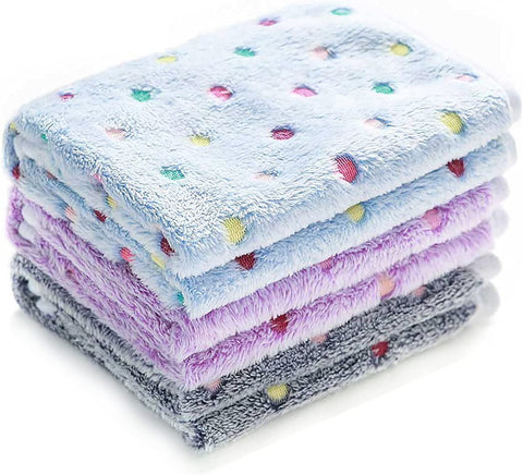1 Pack 3 Blankets Super Soft Cute Dot Pattern Pet Blanket Flannel Throw for Dog Puppy Cat Beige/Brown/Pink Small