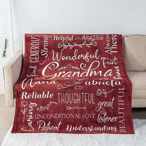 Wonderful Grandma Throw Blanket | Best Grandma Gifts | Wrap Your Grandmother with Love and Inspirational Words | Comfort Grandma Blanket Mothers Day Birthday Gifts for Grandma