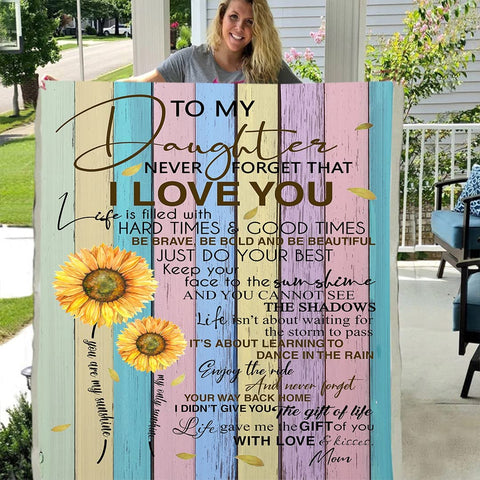 Fleece Blanket to My Daughter Printed Quilts Mom for Daughter's Blanket Positive Encourage and Love mom Flannel Blanket Gifts (40 * 50 inch,10)