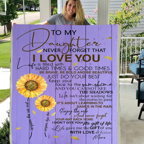 Fleece Blanket to My Daughter Printed Quilts Mom for Daughter's Blanket Positive Encourage and Love mom Flannel Blanket Gifts (40 * 50 inch,10)
