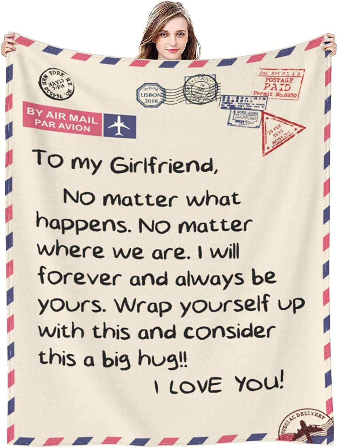 Gift to My Girlfriend Throw Blankets Anniversary Birthday Gift for Women Men, Husband Romantic Fleece Blanket for Bed Couch, Super Soft Flannel Throw Blankets for Christmas Valentines Mothers Day