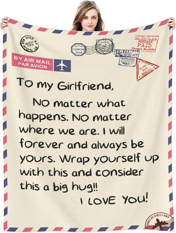 Gift to My Girlfriend Throw Blankets Anniversary Birthday Gift for Women Men, Husband Romantic Fleece Blanket for Bed Couch, Super Soft Flannel Throw Blankets for Christmas Valentines Mothers Day