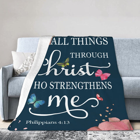 Christian Blanket Gifts for Women, Inspirational Religious Scripture Birthday for Women Men Friends Mother Father, Bible Verse Prayers, 50x60 Inch