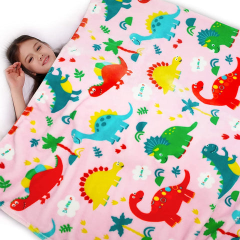 Dinosaur Blanket for Boys, Kids Dinosaur Throw Blanket for Boys and Girls, Fluffy Cozy Dinosaur Fleece Blanket with Vibrant Colors and Cute Design, Soft and Warm Throw Blanket - 50x60 Inches